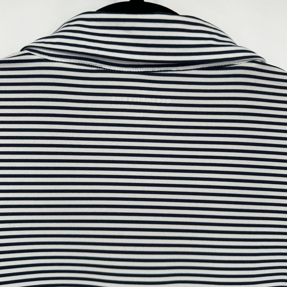 Men's J Crew Striped Performance Polo Shirt Black and White Activewear Size XL‎